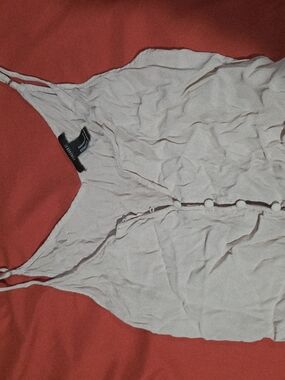 Forever 21 Light Beige Button-Front Spaghetti Strap Cami